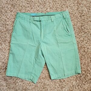 J Mclaughlin Light Green 100% Pima Cotton Men Sz 33 Chino‎ Shorts